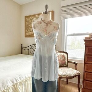 Y2K secret treasures blue lace babydoll top size large